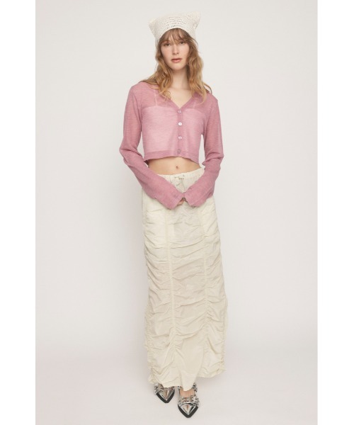 SLY(スライ)の「CROPPED 2WAY SHEER C/D クロップド 2ウェイ シアー カーディガン(カーディガン/ボレロ・レディース・ピンク/ライトグリーン/グレー・FREE)」の14枚目の写真