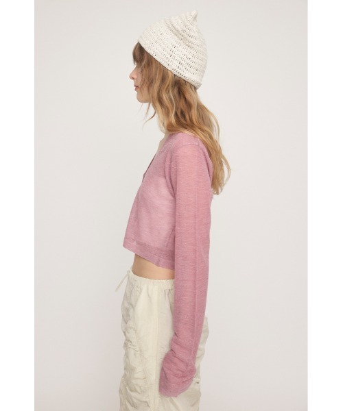 SLY(スライ)の「CROPPED 2WAY SHEER C/D クロップド 2ウェイ シアー カーディガン(カーディガン/ボレロ・レディース・ピンク/ライトグリーン/グレー・FREE)」の17枚目の写真