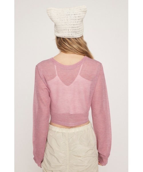 SLY(スライ)の「CROPPED 2WAY SHEER C/D クロップド 2ウェイ シアー カーディガン(カーディガン/ボレロ・レディース・ピンク/ライトグリーン/グレー・FREE)」の18枚目の写真