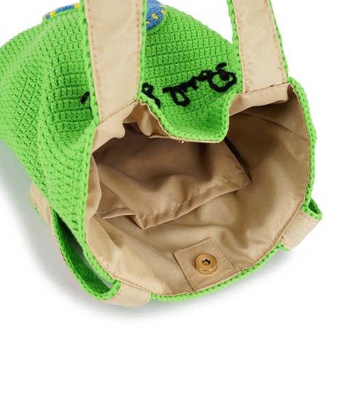 PAUL & JOE ACCESSOIRES（ポールアンドジョーアクセソワ）の「PAUL & JOE ACCESSOIRES (ポール＆ジョーアクセソワ)クロシェ編みタテ型トートバッグ ダイナソー PJA-B1032（トートバッグ・レディース・オレンジ/グリーン・FREE）」の15枚目の写真