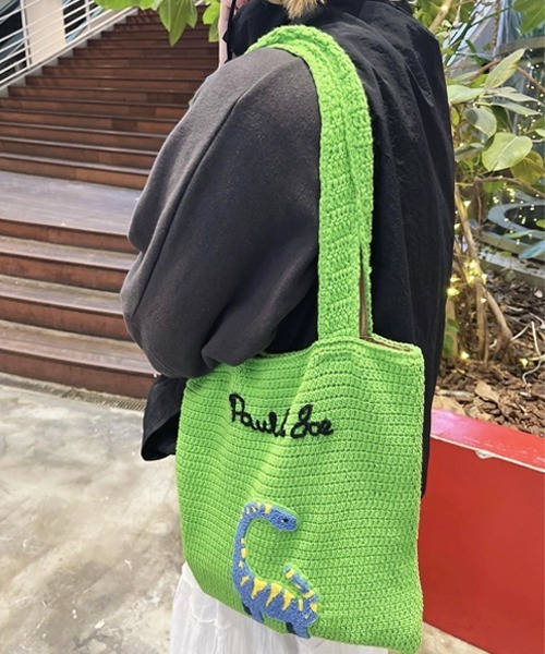 ポール&ジョー　ダイナソー　トートバッグ　グリーン　paul&joe 恐竜 PAUL & JOE ACCESSOIRES ポール＆ジョーアクセソワ トートバッグ