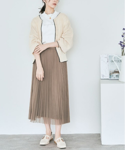 kirakiraShop(キラキラショップ)の「配色 シアー ニット カーディガン(カーディガン/ボレロ・レディース・グリーン/アイボリー/ネイビー/グレー・FREE)」の16枚目の写真