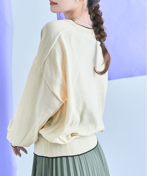 kirakiraShop(キラキラショップ)の「配色 シアー ニット カーディガン(カーディガン/ボレロ・レディース・グリーン/アイボリー/ネイビー/グレー・FREE)」の21枚目の写真