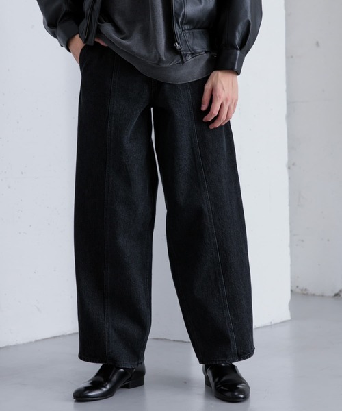 SENSE OF PLACE by URBAN RESEARCH（センスオブプレイスバイアーバンリサーチ）の「デニムパネルキリカエワイドパンツ（デニムパンツ・メンズ・ライトインディゴブルー/ブラック・LARGE/MEDIUM）」の5枚目の写真