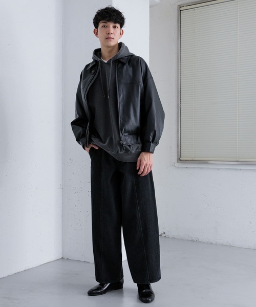 SENSE OF PLACE by URBAN RESEARCH（センスオブプレイスバイアーバンリサーチ）の「デニムパネルキリカエワイドパンツ（デニムパンツ・メンズ・ライトインディゴブルー/ブラック・LARGE/MEDIUM）」の21枚目の写真