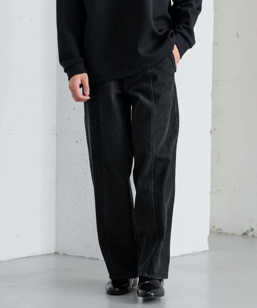 SENSE OF PLACE by URBAN RESEARCH（センスオブプレイスバイアーバンリサーチ）の「デニムパネルキリカエワイドパンツ（デニムパンツ・メンズ・ライトインディゴブルー/ブラック・LARGE/MEDIUM）」の22枚目の写真