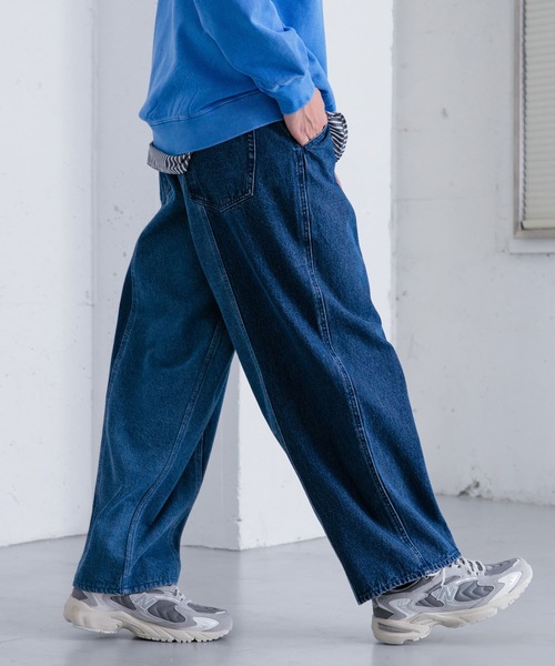 SENSE OF PLACE by URBAN RESEARCH（センスオブプレイスバイアーバンリサーチ）の「デニムパネルキリカエワイドパンツ（デニムパンツ・メンズ・ライトインディゴブルー/ブラック・LARGE/MEDIUM）」の9枚目の写真