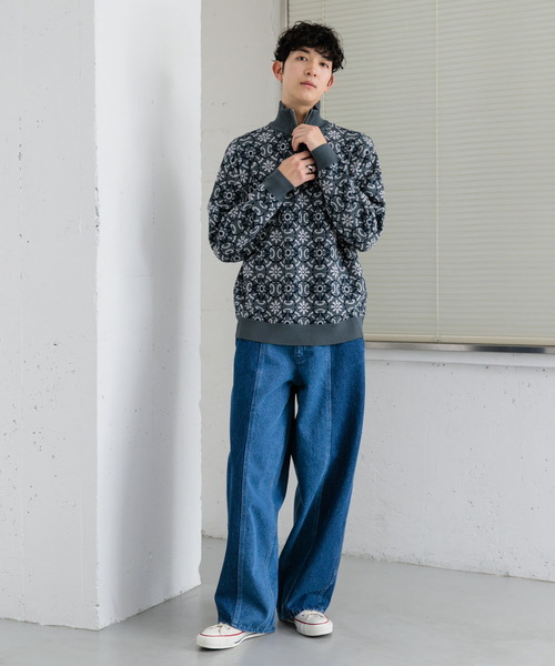 SENSE OF PLACE by URBAN RESEARCH（センスオブプレイスバイアーバンリサーチ）の「デニムパネルキリカエワイドパンツ（デニムパンツ・メンズ・ライトインディゴブルー/ブラック・LARGE/MEDIUM）」の14枚目の写真