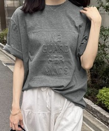 立体ロゴtシャツ 韓国チュニックロンT