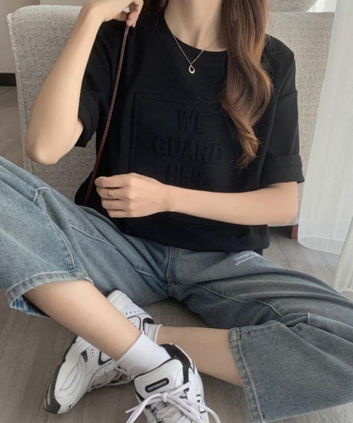 Miniministore(ミニミニストア)の「立体ロゴtシャツ 韓国チュニックロンT(Tシャツ/カットソー・レディース・ダークグレー/ブルーパープル/ホワイト/ブラウン/ブラック・M/XL/L)」の12枚目の写真
