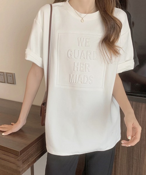 Miniministore(ミニミニストア)の「立体ロゴtシャツ 韓国チュニックロンT(Tシャツ/カットソー・レディース・ダークグレー/ブルーパープル/ホワイト/ブラウン/ブラック・M/XL/L)」の8枚目の写真