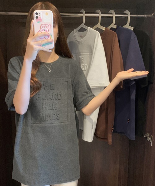 Miniministore(ミニミニストア)の「立体ロゴtシャツ 韓国チュニックロンT(Tシャツ/カットソー・レディース・ダークグレー/ブルーパープル/ホワイト/ブラウン/ブラック・M/XL/L)」の18枚目の写真