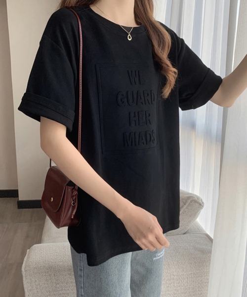 Miniministore(ミニミニストア)の「立体ロゴtシャツ 韓国チュニックロンT(Tシャツ/カットソー・レディース・ダークグレー/ブルーパープル/ホワイト/ブラウン/ブラック・M/XL/L)」の11枚目の写真