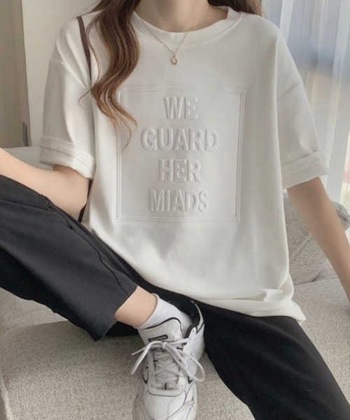 Miniministore(ミニミニストア)の「立体ロゴtシャツ 韓国チュニックロンT(Tシャツ/カットソー・レディース・ダークグレー/ブルーパープル/ホワイト/ブラウン/ブラック・M/XL/L)」の6枚目の写真