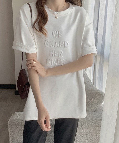 Miniministore(ミニミニストア)の「立体ロゴtシャツ 韓国チュニックロンT(Tシャツ/カットソー・レディース・ダークグレー/ブルーパープル/ホワイト/ブラウン/ブラック・M/XL/L)」の7枚目の写真