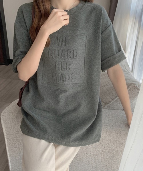 Miniministore(ミニミニストア)の「立体ロゴtシャツ 韓国チュニックロンT(Tシャツ/カットソー・レディース・ダークグレー/ブルーパープル/ホワイト/ブラウン/ブラック・M/XL/L)」の15枚目の写真