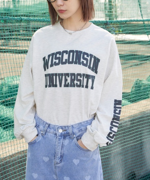 Auntie Rosa Holiday（アンティローザホリデー）の「カレッジロゴアソートロングスリーブTシャツ（Tシャツ/カットソー・レディース・ネイビー/ホワイト/グレー/オフホワイト・FREE）」の4枚目の写真