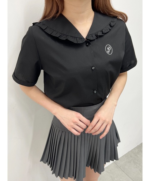 PHILLY(フィリー)の「【PHILLY】フリルセーラー半袖ブラウス(シャツ/ブラウス・レディース・ブルー/ブラック/ホワイト・FREE)」の2枚目の写真