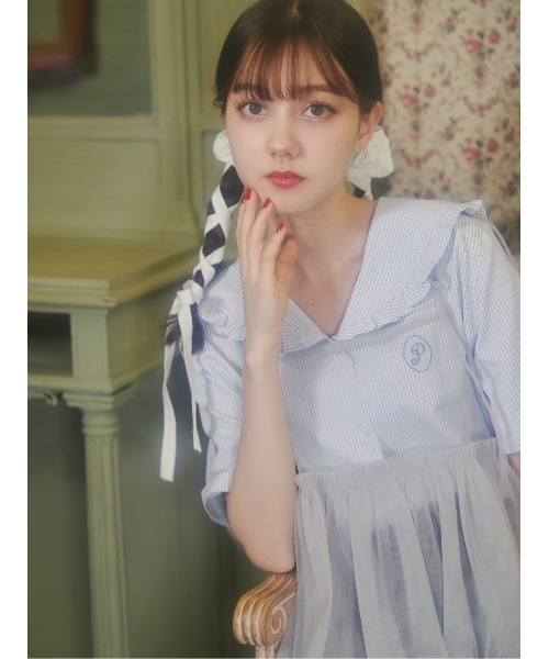 PHILLY(フィリー)の「【PHILLY】フリルセーラー半袖ブラウス(シャツ/ブラウス・レディース・ブルー/ブラック/ホワイト・FREE)」の13枚目の写真