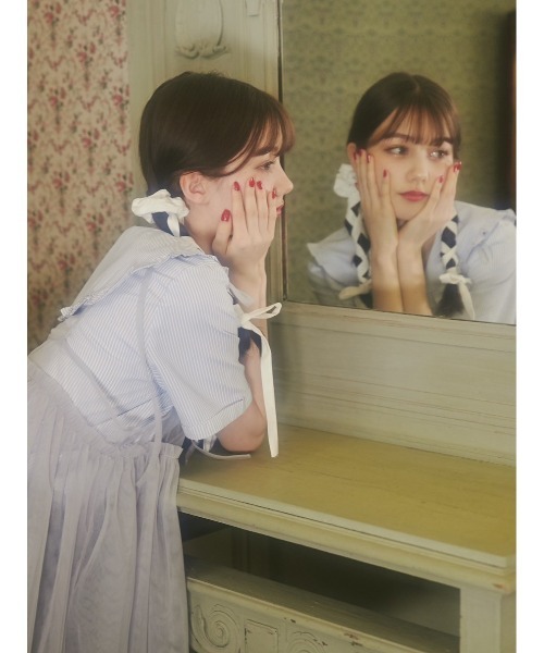 PHILLY(フィリー)の「【PHILLY】フリルセーラー半袖ブラウス(シャツ/ブラウス・レディース・ブルー/ブラック/ホワイト・FREE)」の14枚目の写真