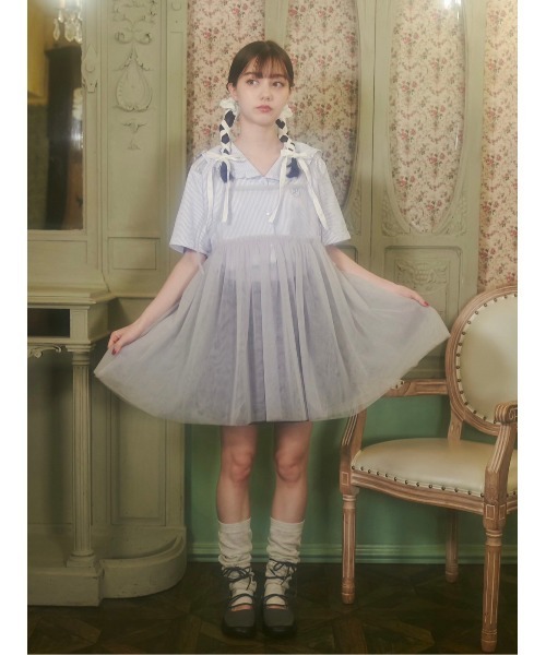 PHILLY(フィリー)の「【PHILLY】フリルセーラー半袖ブラウス(シャツ/ブラウス・レディース・ブルー/ブラック/ホワイト・FREE)」の17枚目の写真