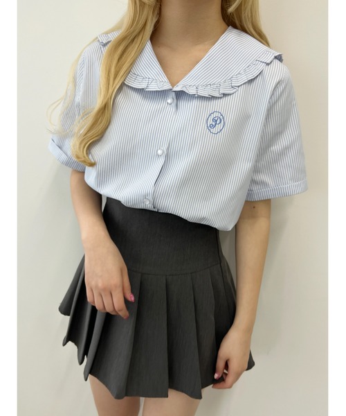 PHILLY(フィリー)の「【PHILLY】フリルセーラー半袖ブラウス(シャツ/ブラウス・レディース・ブルー/ブラック/ホワイト・FREE)」の7枚目の写真