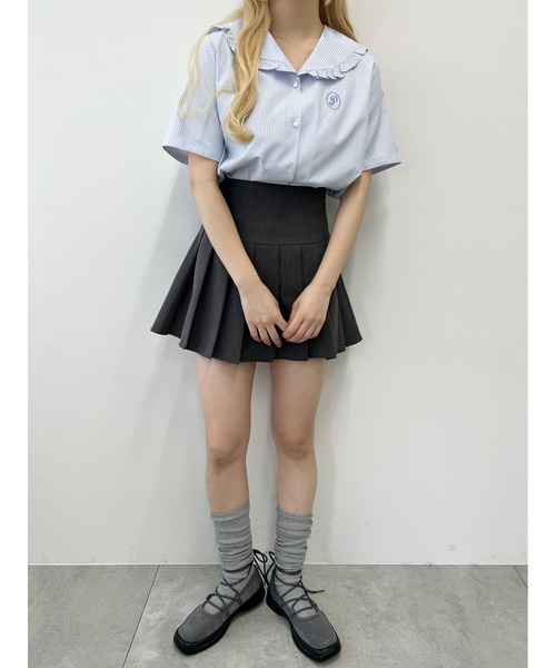 PHILLY(フィリー)の「【PHILLY】フリルセーラー半袖ブラウス(シャツ/ブラウス・レディース・ブルー/ブラック/ホワイト・FREE)」の8枚目の写真