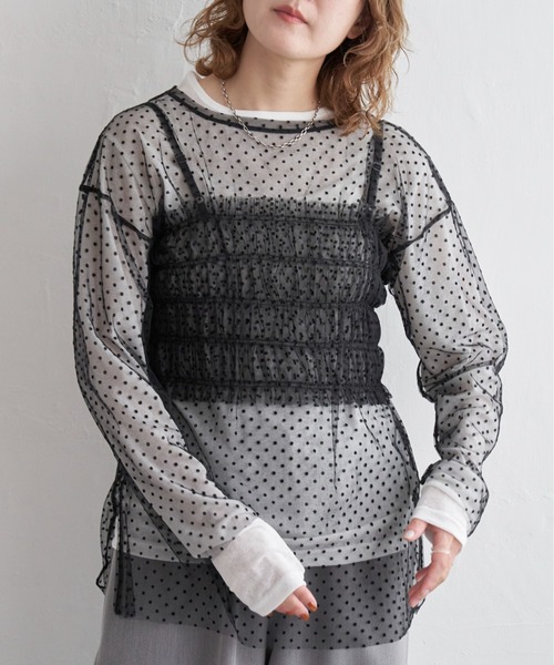 notch.(ノッチ)の「ビスチェ&ロンTシャツ チュールセット(Tシャツ/カットソー・レディース・オフホワイト/その他7/ブラック・M)」の3枚目の写真