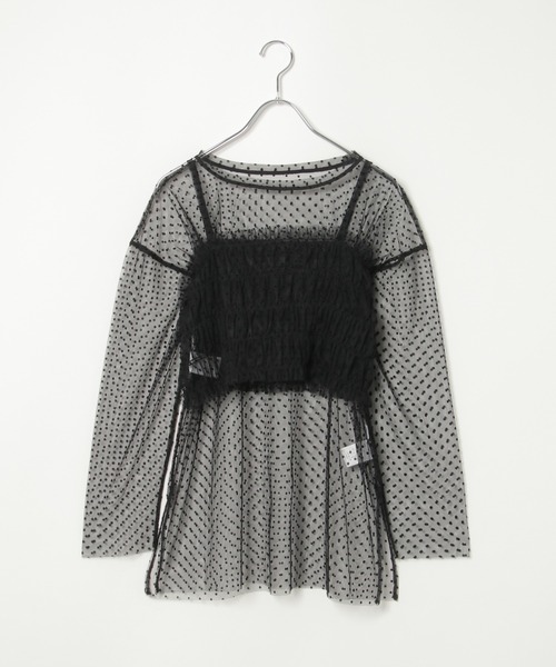 notch.(ノッチ)の「ビスチェ&ロンTシャツ チュールセット(Tシャツ/カットソー・レディース・オフホワイト/その他7/ブラック・M)」の6枚目の写真