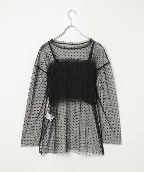 notch.(ノッチ)の「ビスチェ&ロンTシャツ チュールセット(Tシャツ/カットソー・レディース・オフホワイト/その他7/ブラック・M)」の7枚目の写真