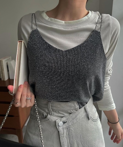 willfully lame cord 2way cropped cami ラメ willfully lame cord 2way cropped cami(WILLFULLY official