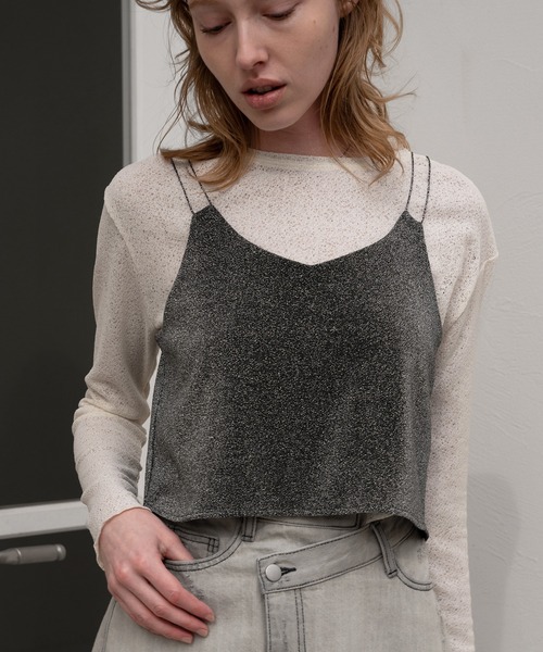 willfully lame cord 2way cropped cami ラメ セール】lame cord 2way cropped cami（キャミソール