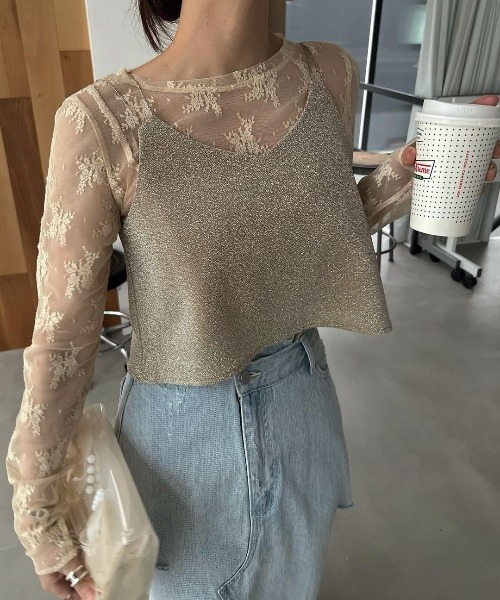 willfully lame cord 2way cropped cami ラメ セール】lame cord 2way cropped cami（キャミソール