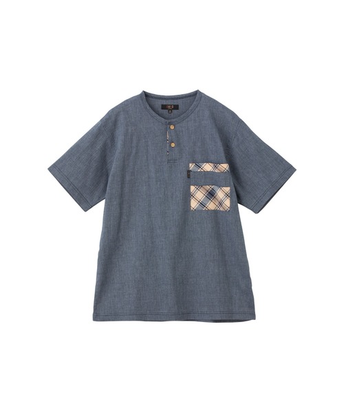 DAKS】ハケメクレープ 半袖ヘンリーネックトップス（ルーム