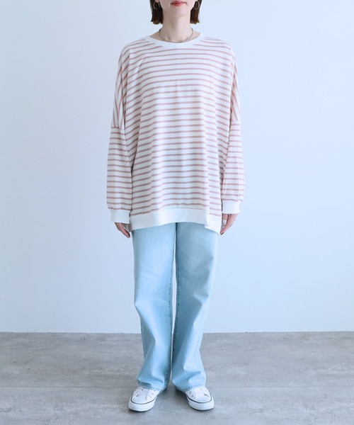 reca(レカ)の「ビックボーダープルオーバー(Tシャツ/カットソー・レディース・ピンク/グレー/ブラック・FREE)」の7枚目の写真
