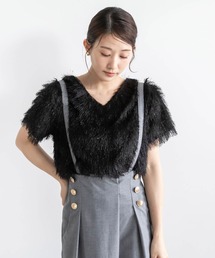 RANDA | 2WAYラメシャギークロップドトップス(Tシャツ/カットソー)