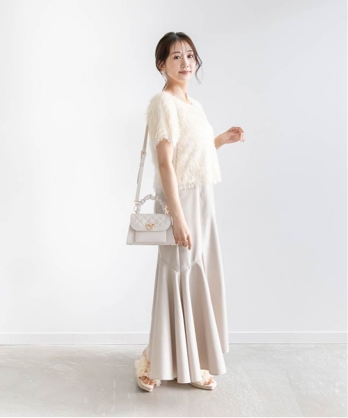 RANDA(ランダ)の「2WAYラメシャギークロップドトップス(Tシャツ/カットソー・レディース・ブラック/クリーム/グレー・FREE)」の8枚目の写真