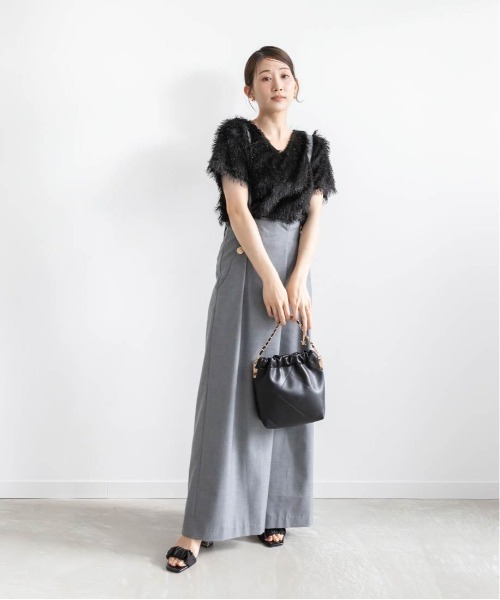 RANDA(ランダ)の「2WAYラメシャギークロップドトップス(Tシャツ/カットソー・レディース・ブラック/クリーム/グレー・FREE)」の17枚目の写真