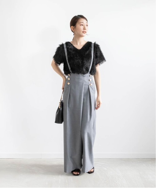 RANDA(ランダ)の「2WAYラメシャギークロップドトップス(Tシャツ/カットソー・レディース・ブラック/クリーム/グレー・FREE)」の18枚目の写真