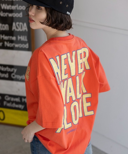 PBLIM（ページボーイリム）の「PBLIM/ボーダーロゴT（Tシャツ/カットソー・レディース・オフホワイト/パープル/ブラック/オレンジ/ブルー・LARGE/MEDIUM）」の5枚目の写真