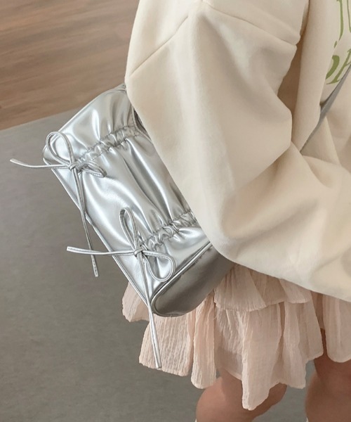 LAC-VERT(ラック・ヴェール)の「リボンギャザーショルダーバッグ(ショルダーバッグ・レディース・ブラック/シルバー/イエロー/ホワイト/ピンク・FREE)」の19枚目の写真