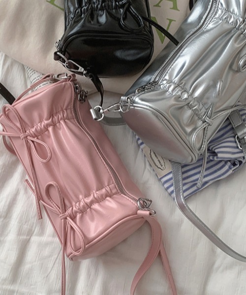 LAC-VERT(ラック・ヴェール)の「リボンギャザーショルダーバッグ(ショルダーバッグ・レディース・ブラック/シルバー/イエロー/ホワイト/ピンク・FREE)」の22枚目の写真