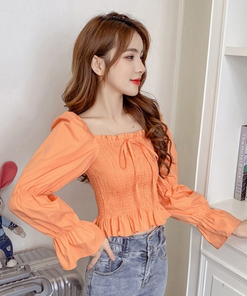 Mayree（メイリー）の「【Mayree】スクエアネック　リボンブラウス（シャツ/ブラウス・レディース・ホワイト/パープル/オレンジ・FREE）」の10枚目の写真