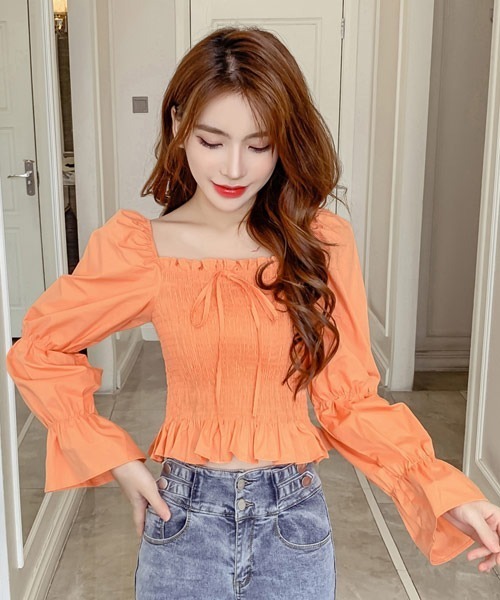 Mayree（メイリー）の「【Mayree】スクエアネック　リボンブラウス（シャツ/ブラウス・レディース・ホワイト/パープル/オレンジ・FREE）」の11枚目の写真