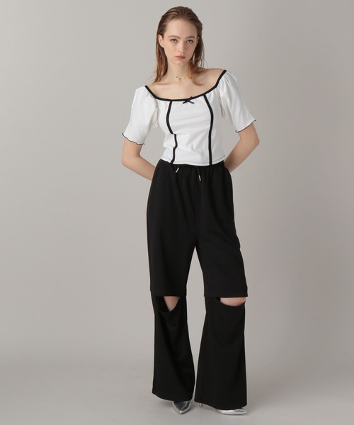 FOREVER 21(フォーエバー トゥエンティーワン)の「【2024SS】ミニリボンスクエアT(Tシャツ/カットソー・レディース・ブラック/オフホワイト/レオパード・FREE)」の6枚目の写真