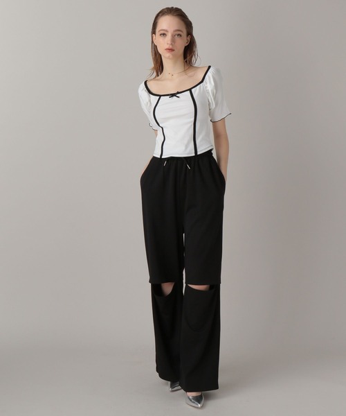 FOREVER 21(フォーエバー トゥエンティーワン)の「【2024SS】ミニリボンスクエアT(Tシャツ/カットソー・レディース・ブラック/オフホワイト/レオパード・FREE)」の7枚目の写真