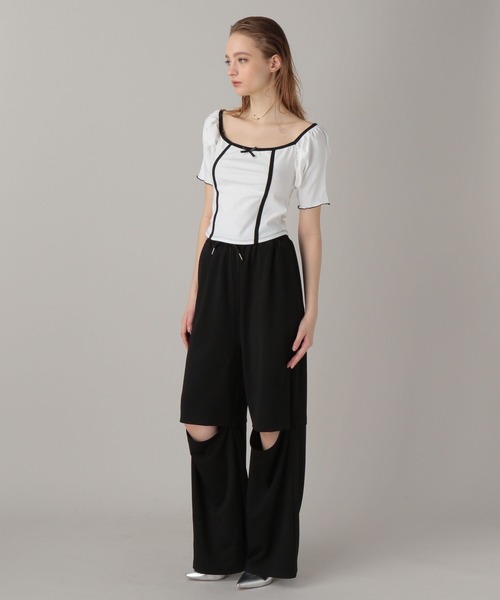 FOREVER 21(フォーエバー トゥエンティーワン)の「【2024SS】ミニリボンスクエアT(Tシャツ/カットソー・レディース・ブラック/オフホワイト/レオパード・FREE)」の8枚目の写真