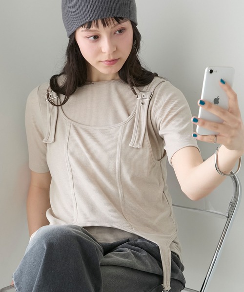 トップス latigers forksy.】ガーターデザインレイヤードトップス forksy.│MONO