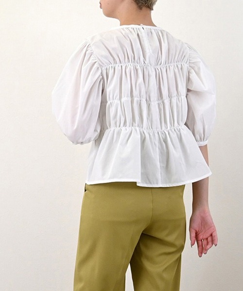 STYLEBLOCK(スタイルブロック)の「TCブロードシャーリングブラウス(シャツ/ブラウス・レディース・ブルー/グリーン系その他/ホワイト/ブラック・M)」の8枚目の写真