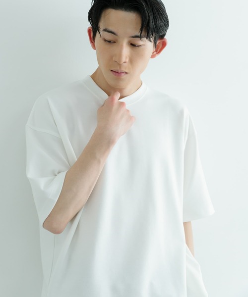 ITEMS URBANRESEARCH(アイテムズ アーバンリサーチ)の「スフレダンボール クルーネック Tシャツ(Tシャツ/カットソー・メンズ・ミント/オフホワイト/グレー系その他/ブラック・MEDIUM/LARGE)」の16枚目の写真
